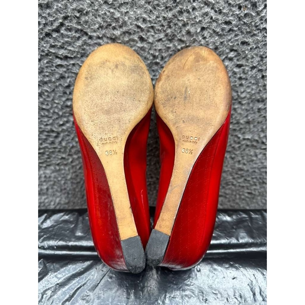 Gucci Patent Leather Round Toe Slip-On Wedge Pumps Red Womens Size 38.5 EU‎ - Picture 8 of 14